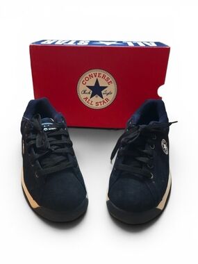 Converse Kids Dark Blue Low-Top Sneakers with Cream Accents